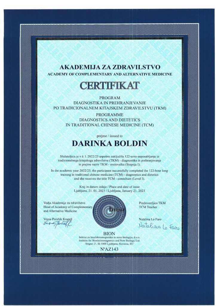 Darinka Boldin prehranska svetovalka_TKM CERTIFIKAT